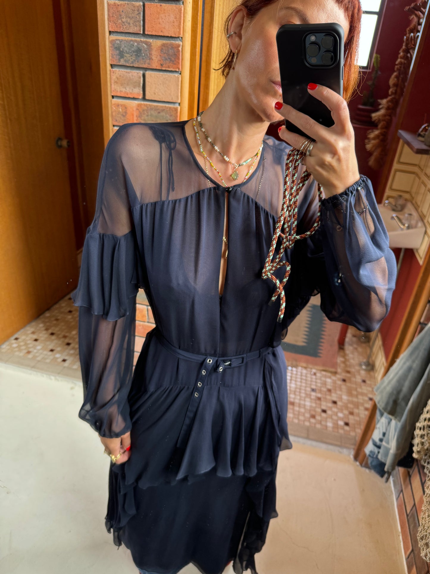 SUSTAIN - RACHEL COMEY NAVY SILK DRESS