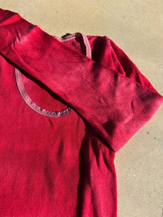FIELD WOOL & COTTON SPENCER ~ SCARLET