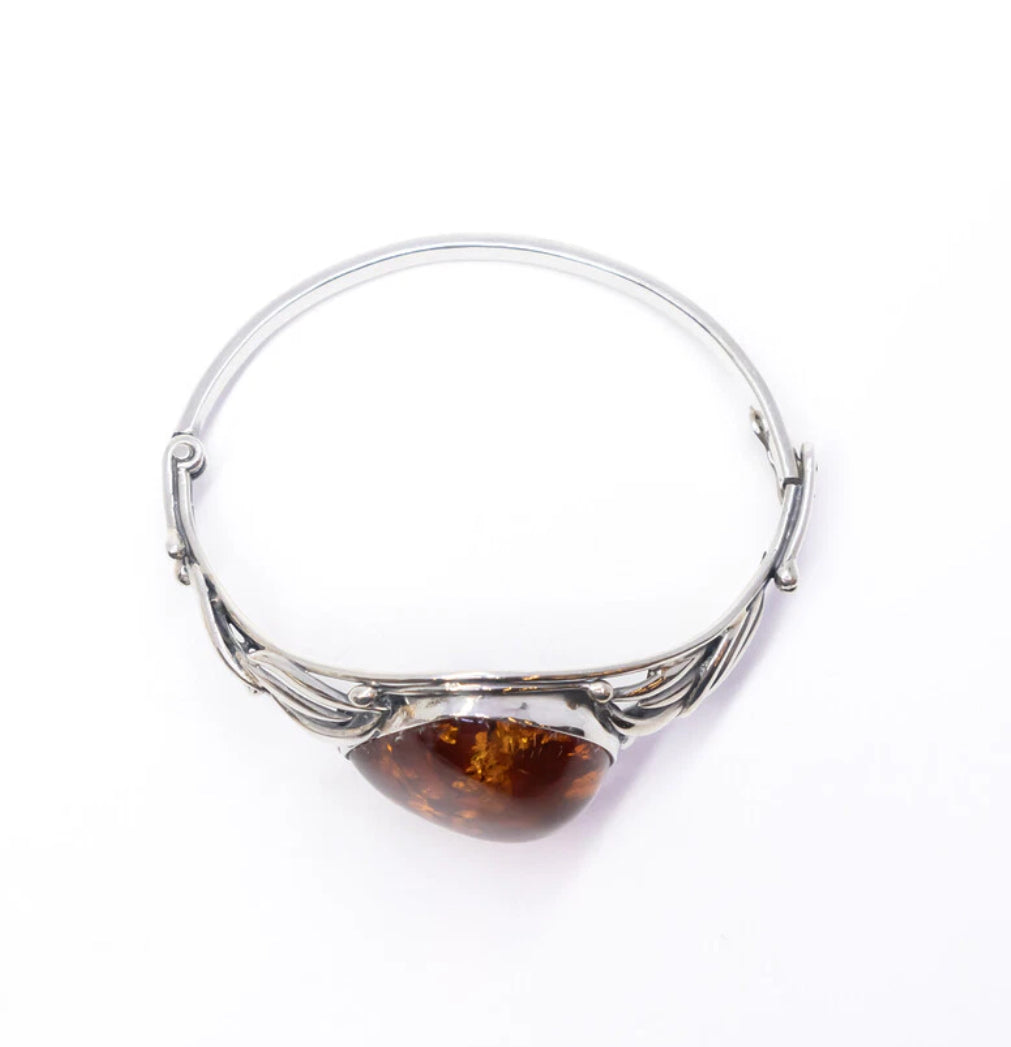 STERLING SILVER AMBER BANGLE