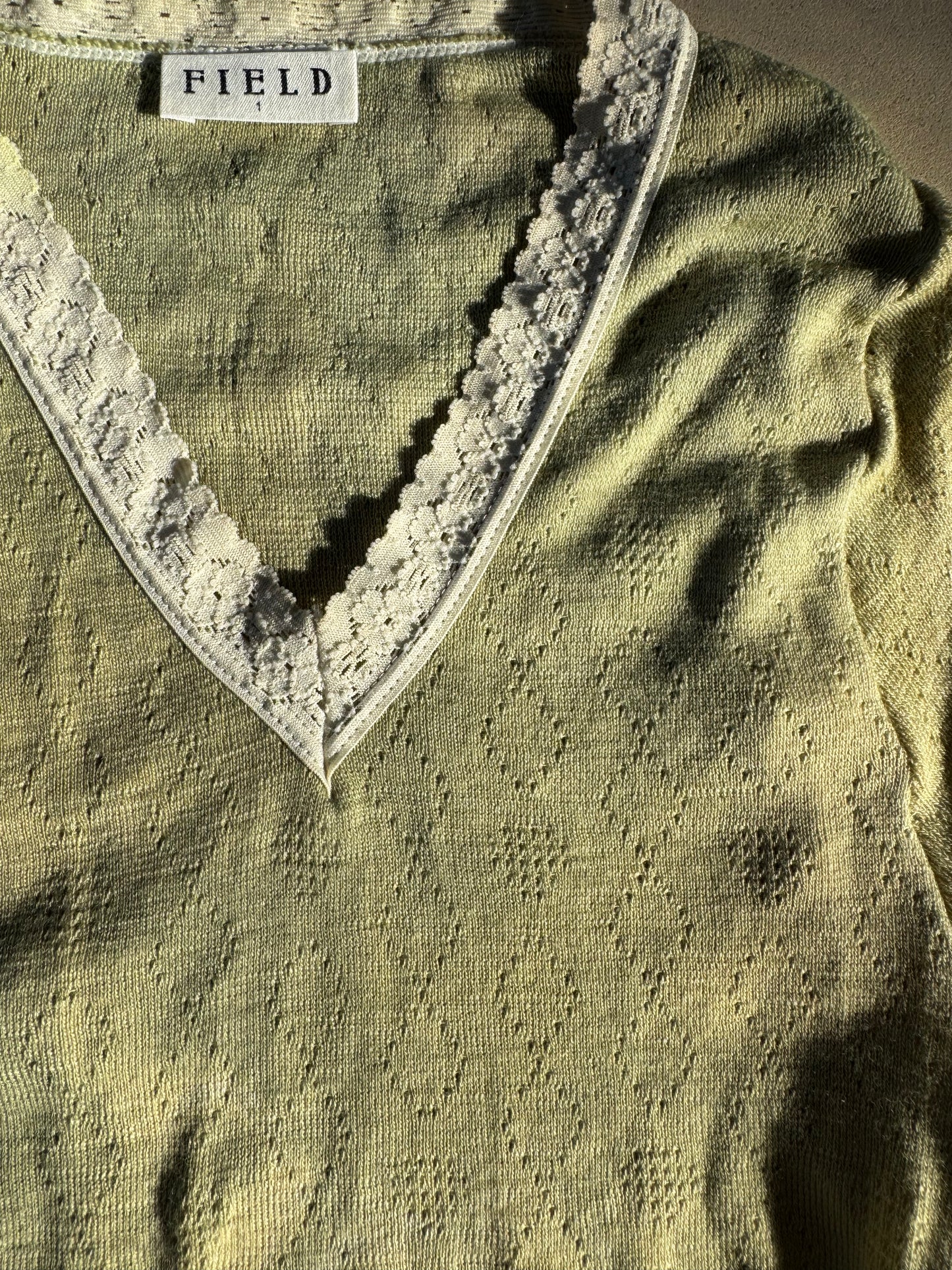 FIELD WOOL & COTTON SPENCER ~ MELLOW GREEN