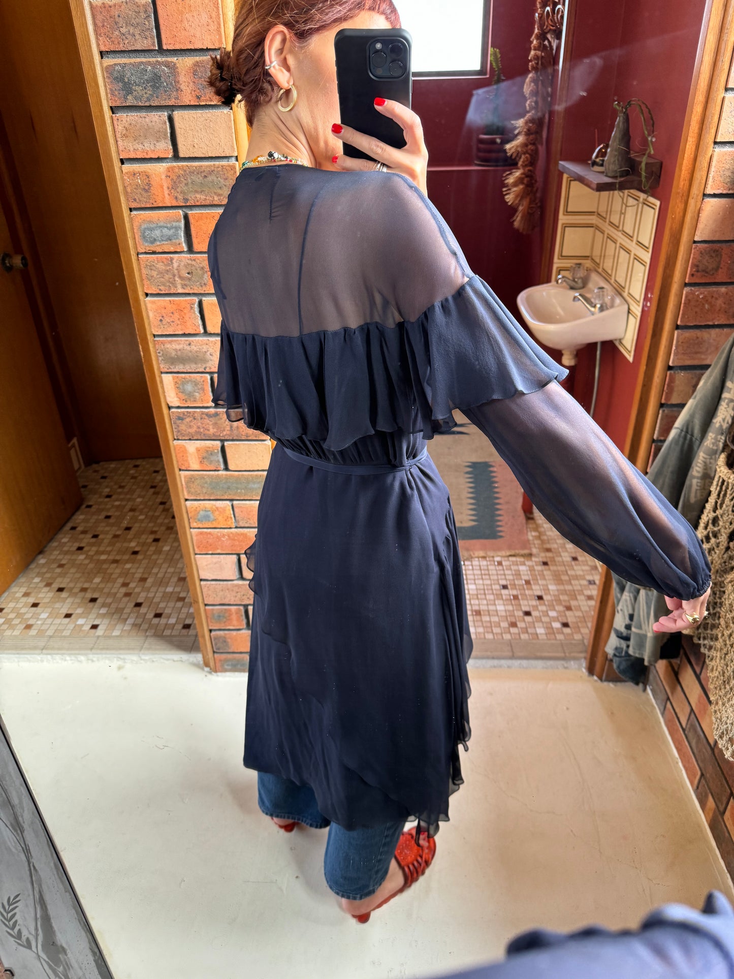 SUSTAIN - RACHEL COMEY NAVY SILK DRESS