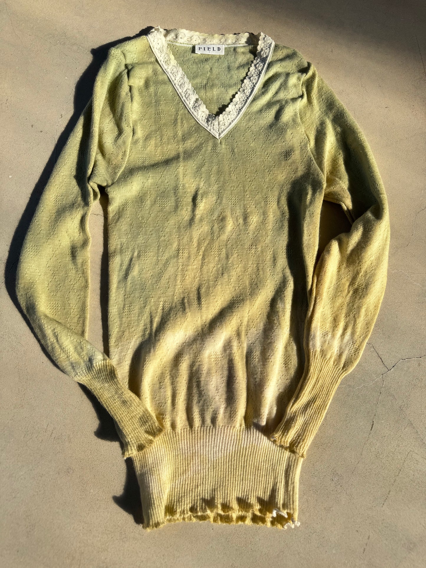 FIELD WOOL & COTTON SPENCER ~ MELLOW GREEN