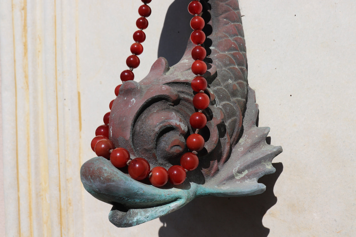 VINTAGE CARNELIAN BEADED NECKLACE