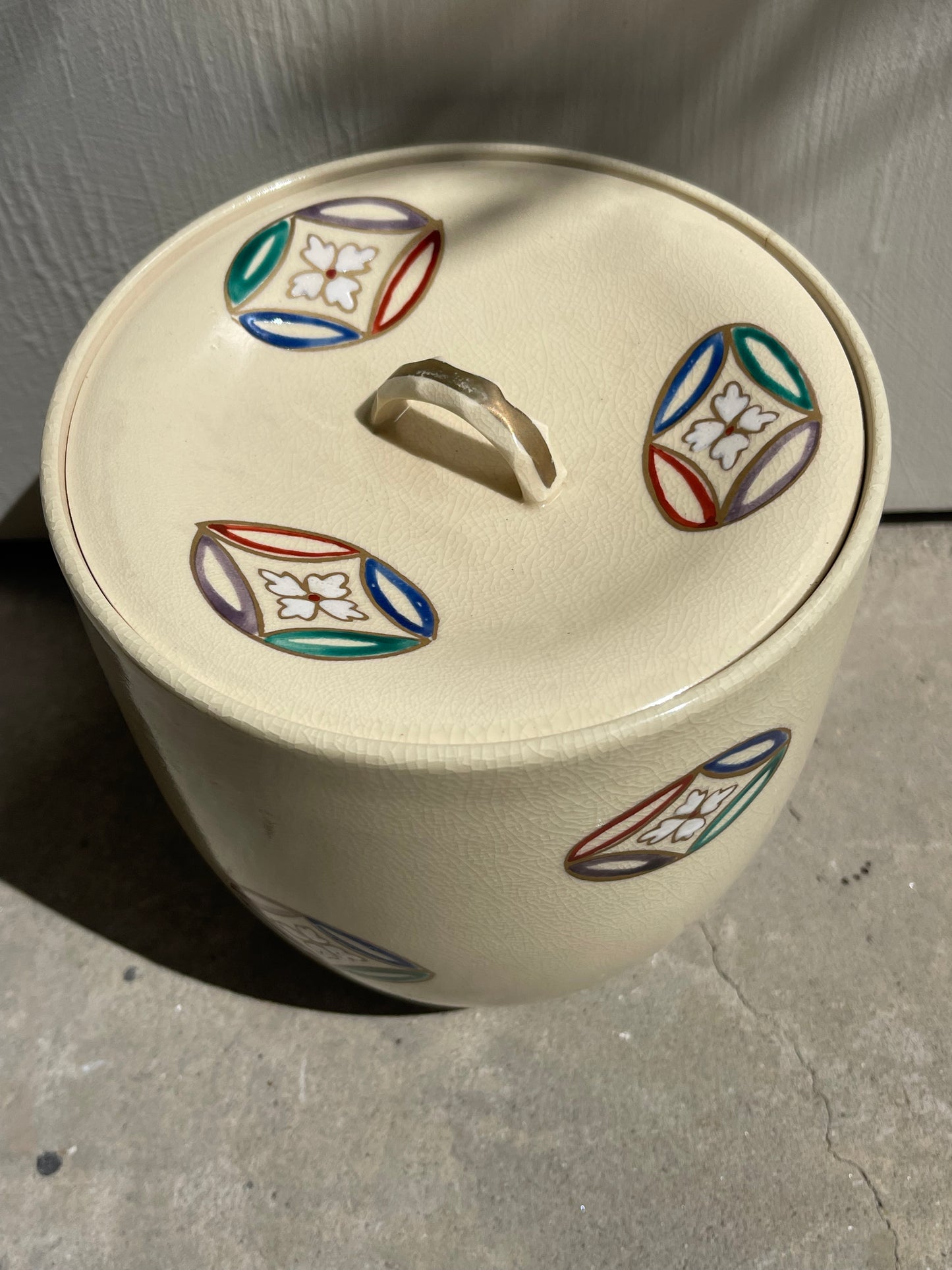 JAPANESE CERAMIC AND ENAMEL CANISTER