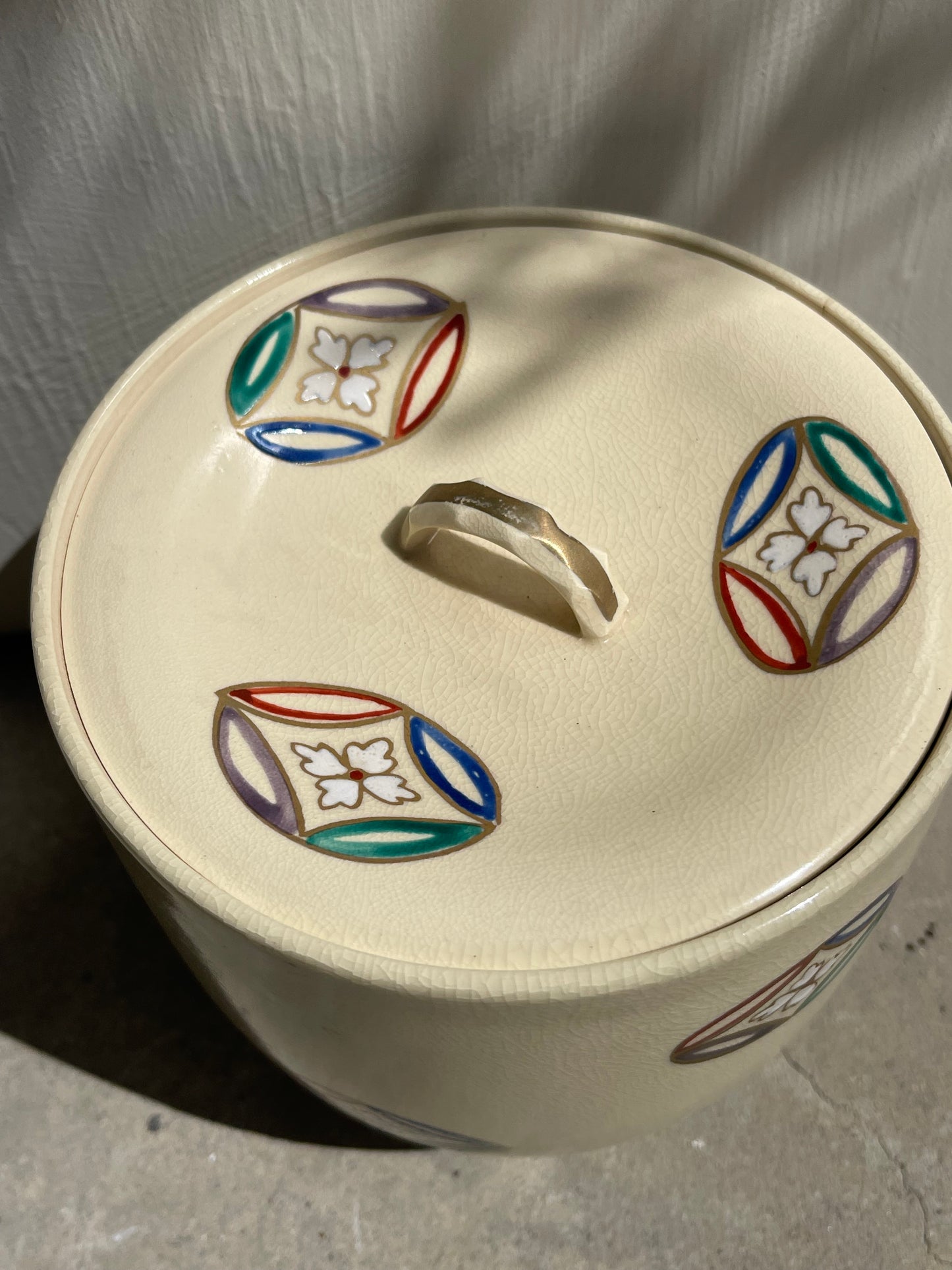 JAPANESE CERAMIC AND ENAMEL CANISTER