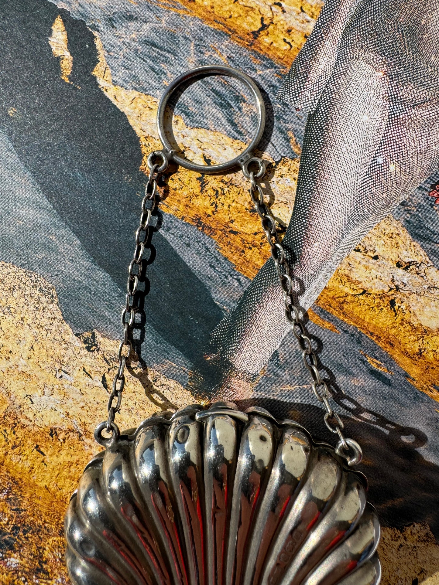 STERLING SILVER CLAM FINGER BAG