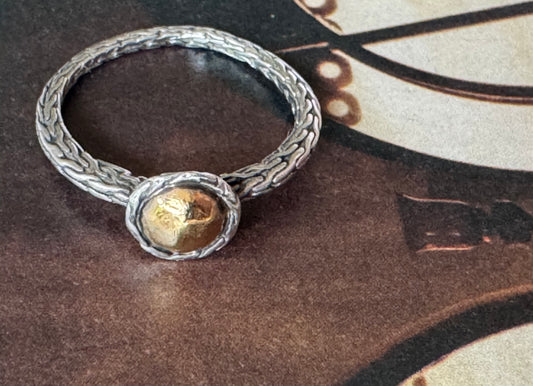 STERLING SILVER & 22K YELLOW GOLD COCKTAIL RING