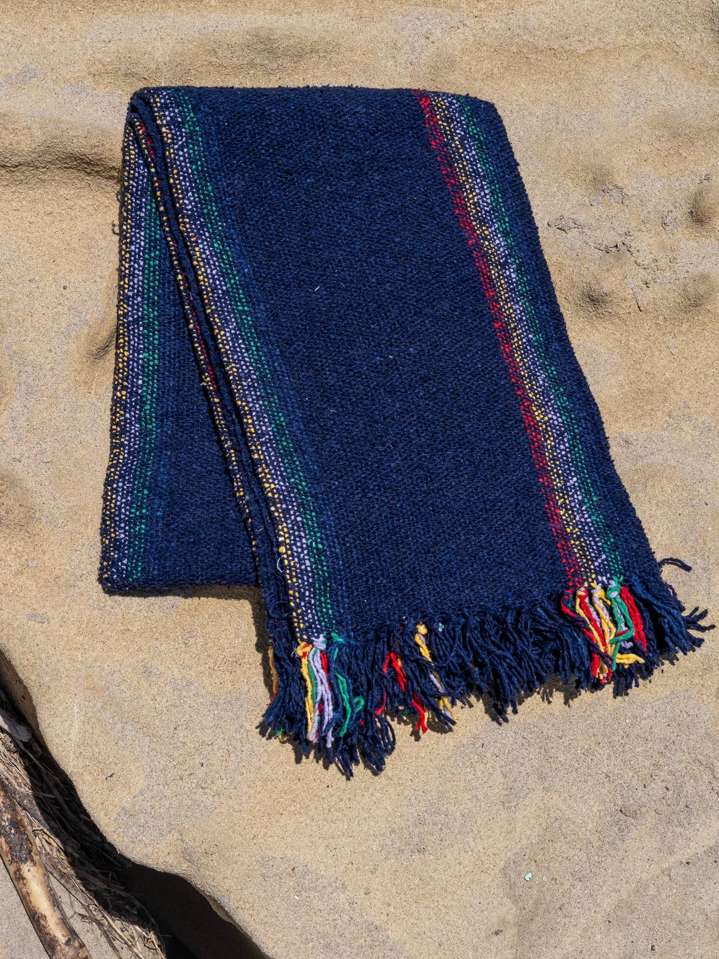 Retro Rainbow Navy - SUSTAINABLE RECYCLED THROW BLANKET