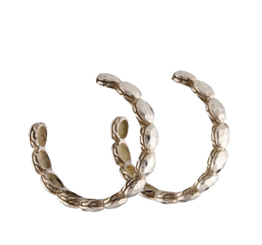 STERLINGSILVER HAMMERED DISC HOOP EARRINGS