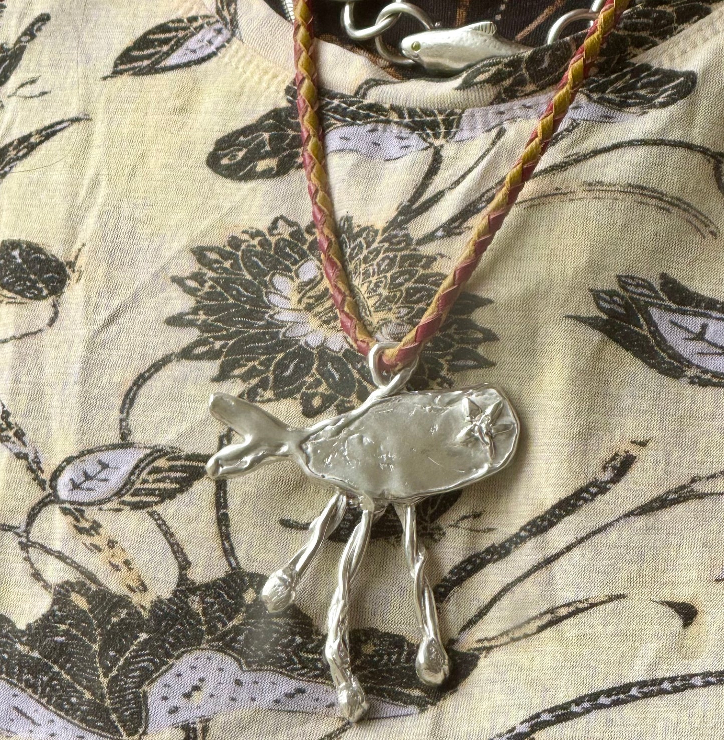 STERLING SILVER ORGANIC COSMIC FISH PENDANT