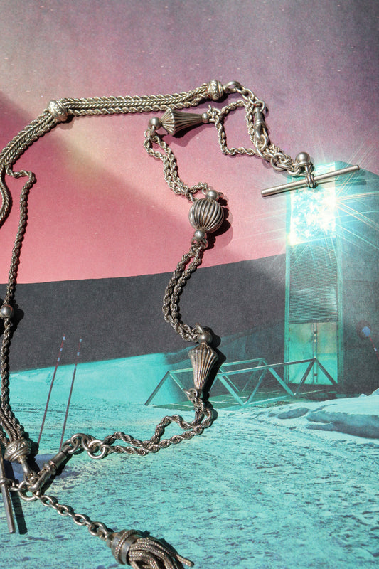 VICTORIAN STERLING SILVER TASSEL FOB CHAIN