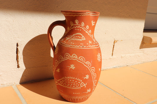 HAND PAINTED TERRACOTTA JUG