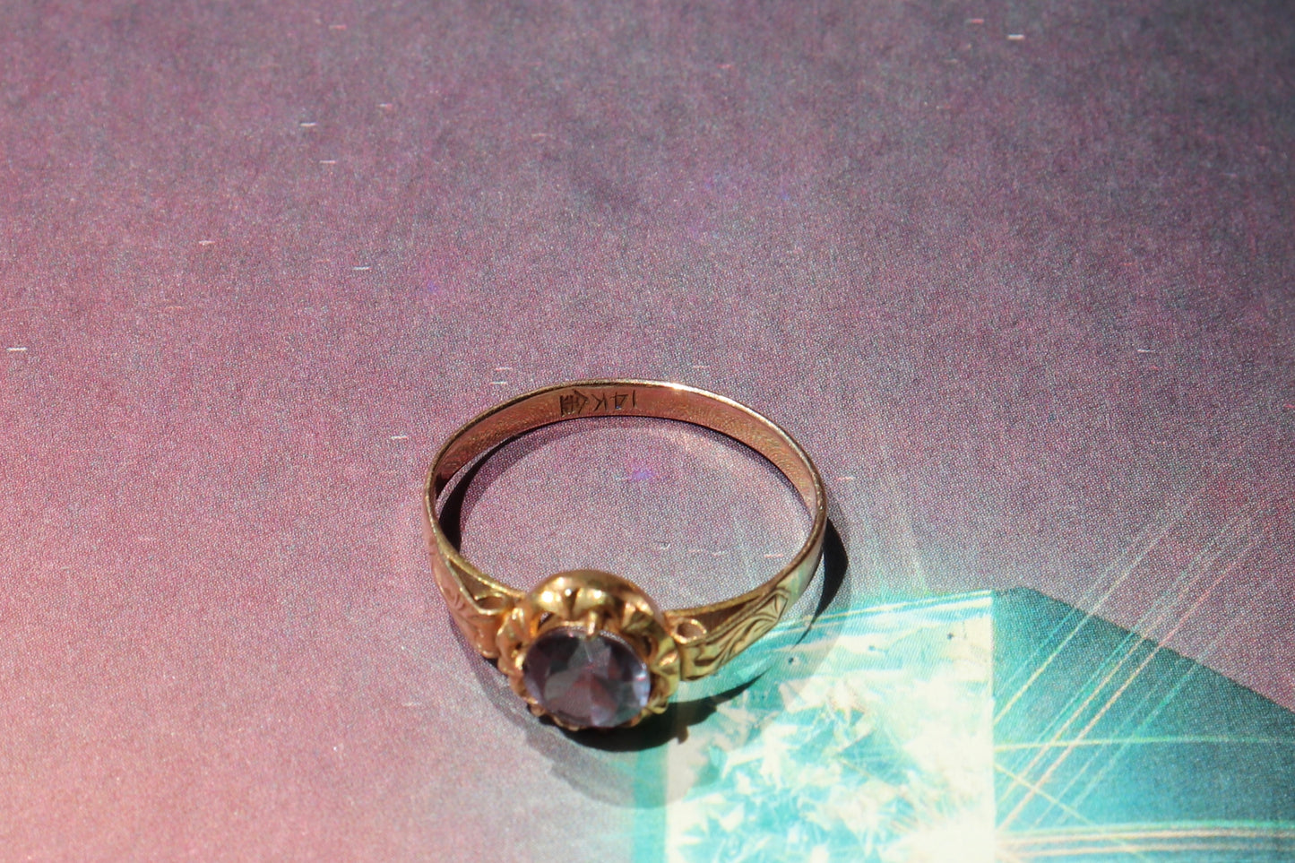 14k GOLD CRYSTAL RING