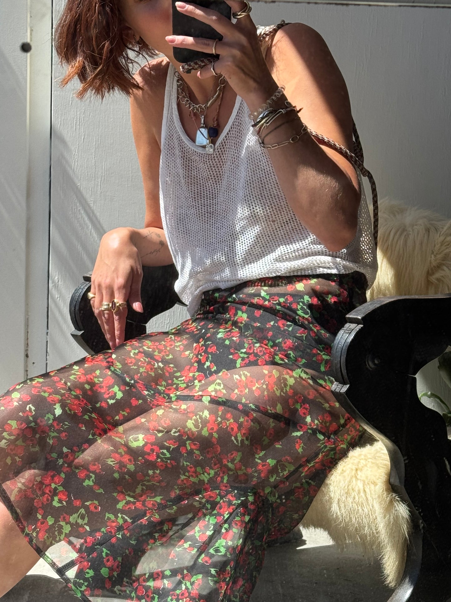 FIELD SILK V BLK ROSE SKIRT