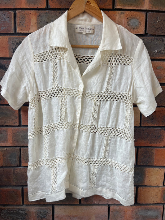 SUSTAIN - ALL THAT REAMINS WHITE COTTON AND CROCHET SHIRT