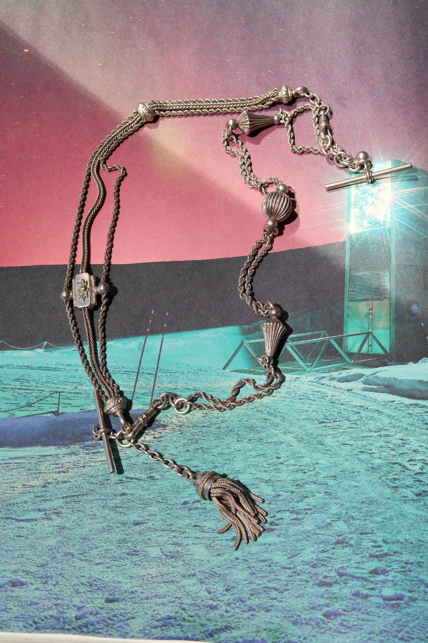 VICTORIAN STERLING SILVER TASSEL FOB CHAIN
