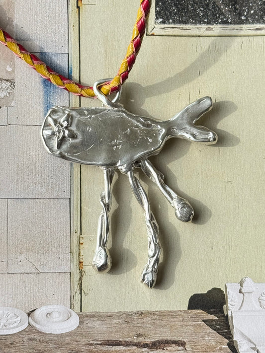 STERLING SILVER ORGANIC COSMIC FISH PENDANT
