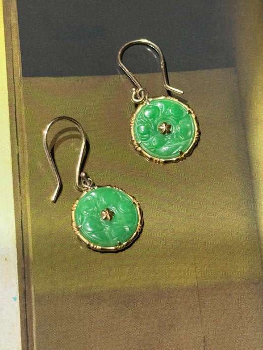 9CT GOLD JADE EARRINGS