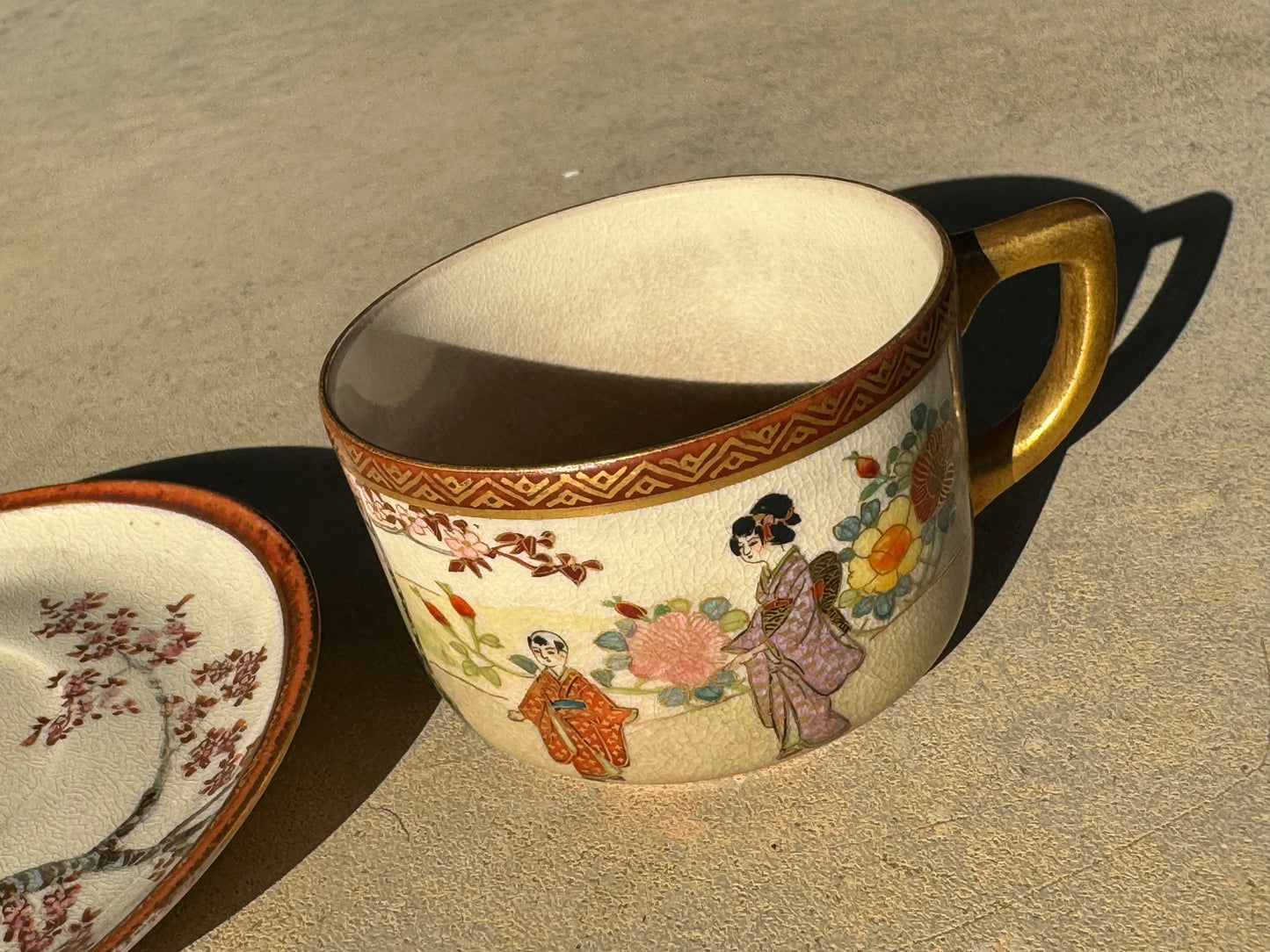 HAND PAINTED JAPANESE TEA CUP AND SAUCER