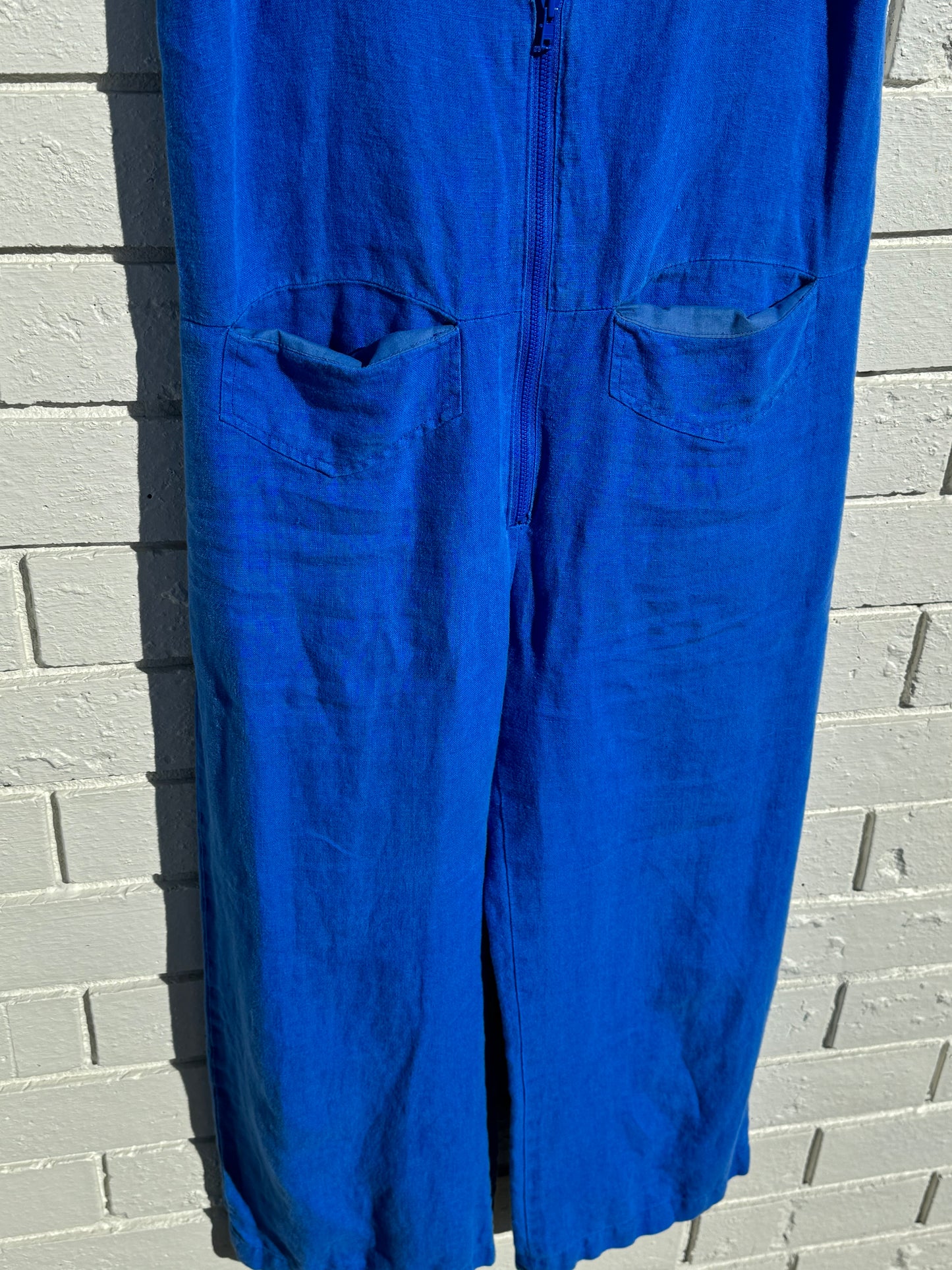 SUSTAIN RACHEL COMEY BLUE LINEN OVERALLS