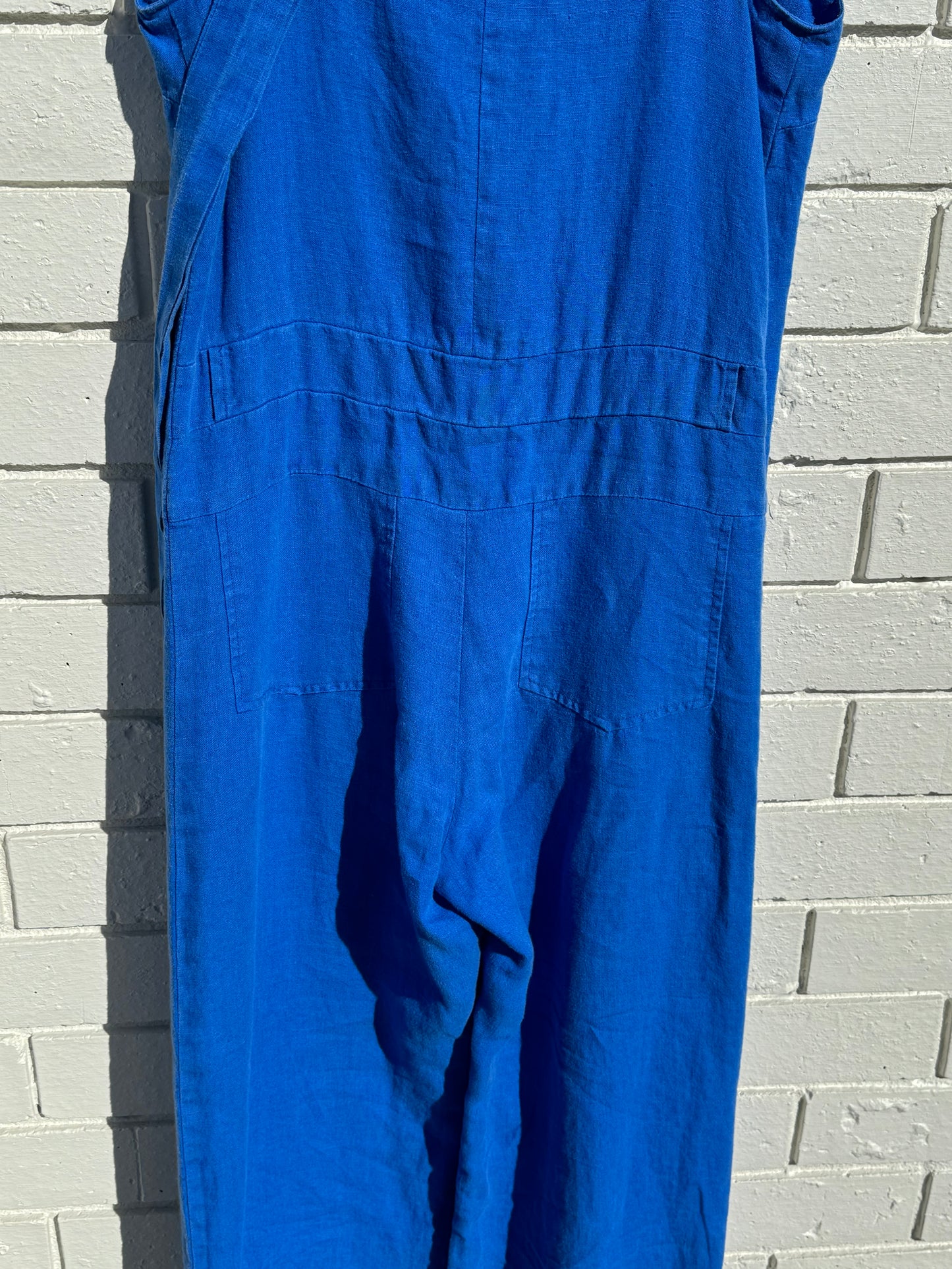 SUSTAIN RACHEL COMEY BLUE LINEN OVERALLS