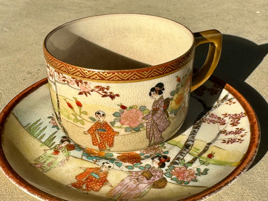 HAND PAINTED JAPANESE TEA CUP AND SAUCER