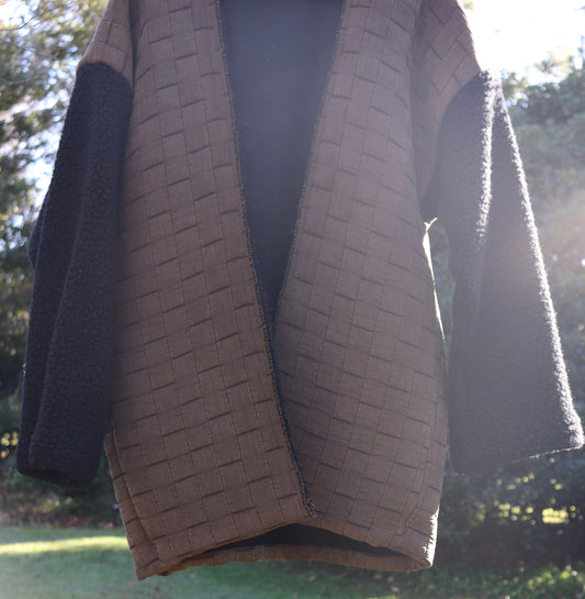 FIELD ONE OF A KIND ITALIAN WOOL SHERPA KIMONO JKT ~ BOTTLE