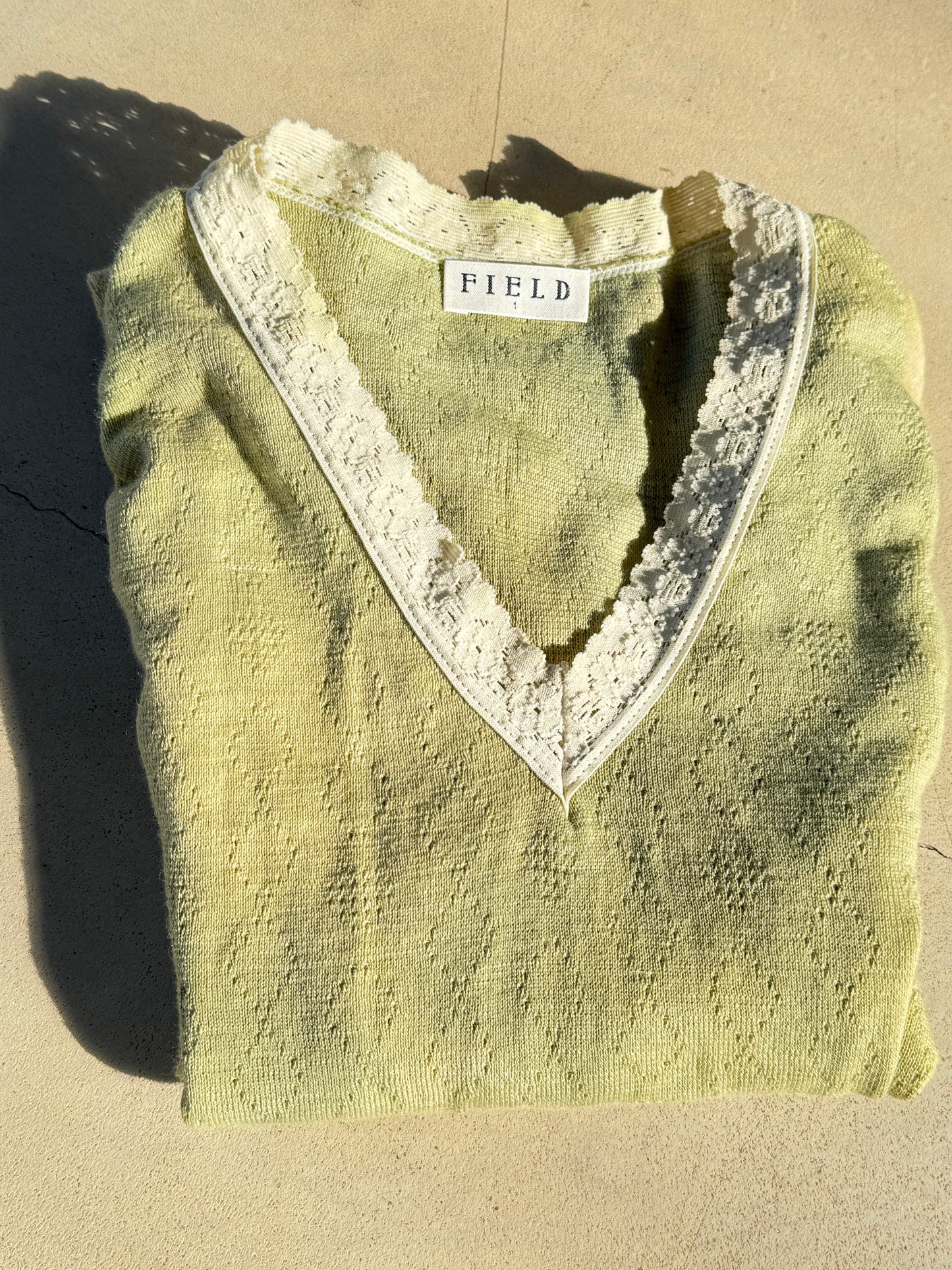 FIELD WOOL & COTTON SPENCER ~ MELLOW GREEN