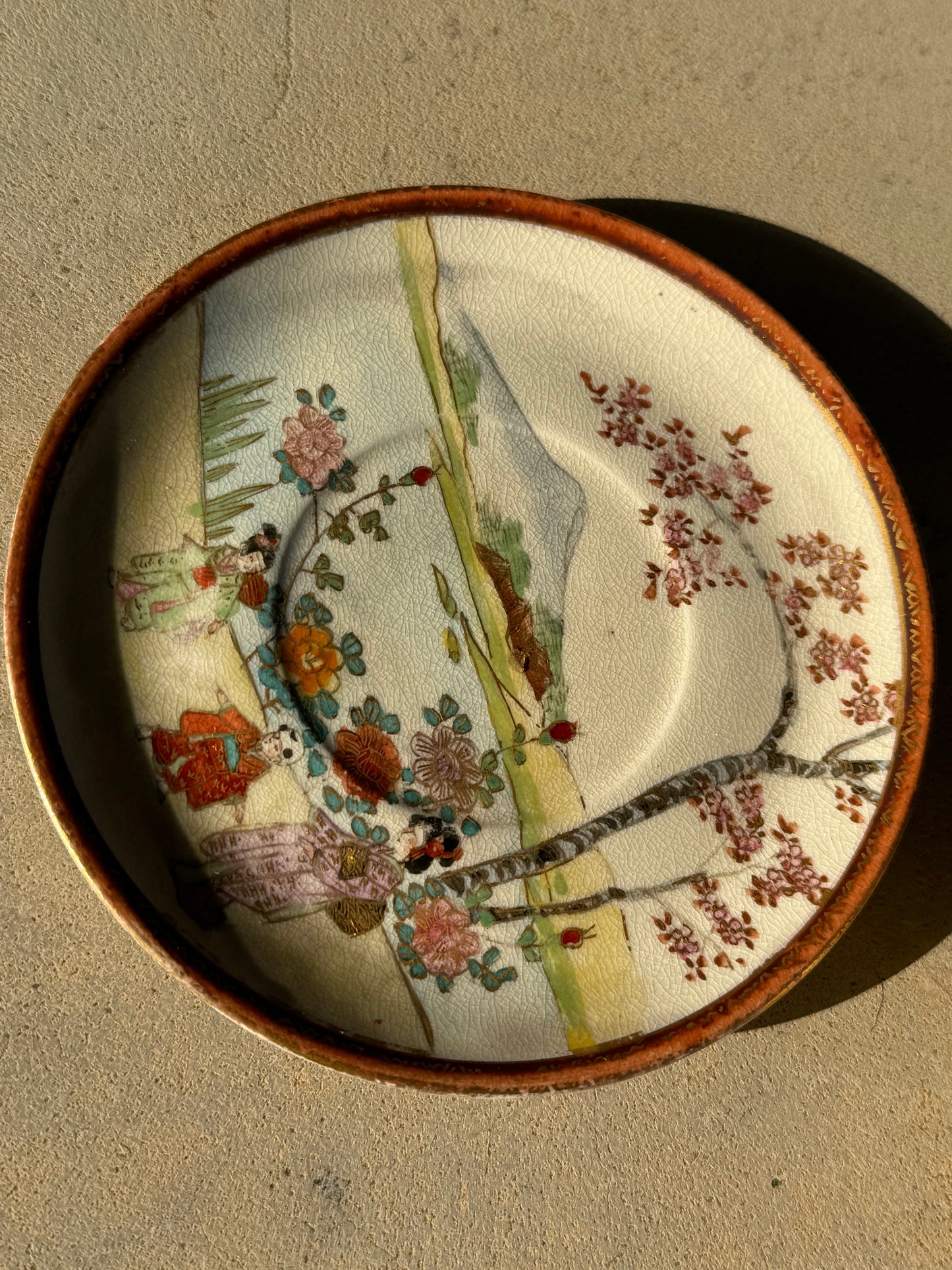 HAND PAINTED JAPANESE TEA CUP AND SAUCER