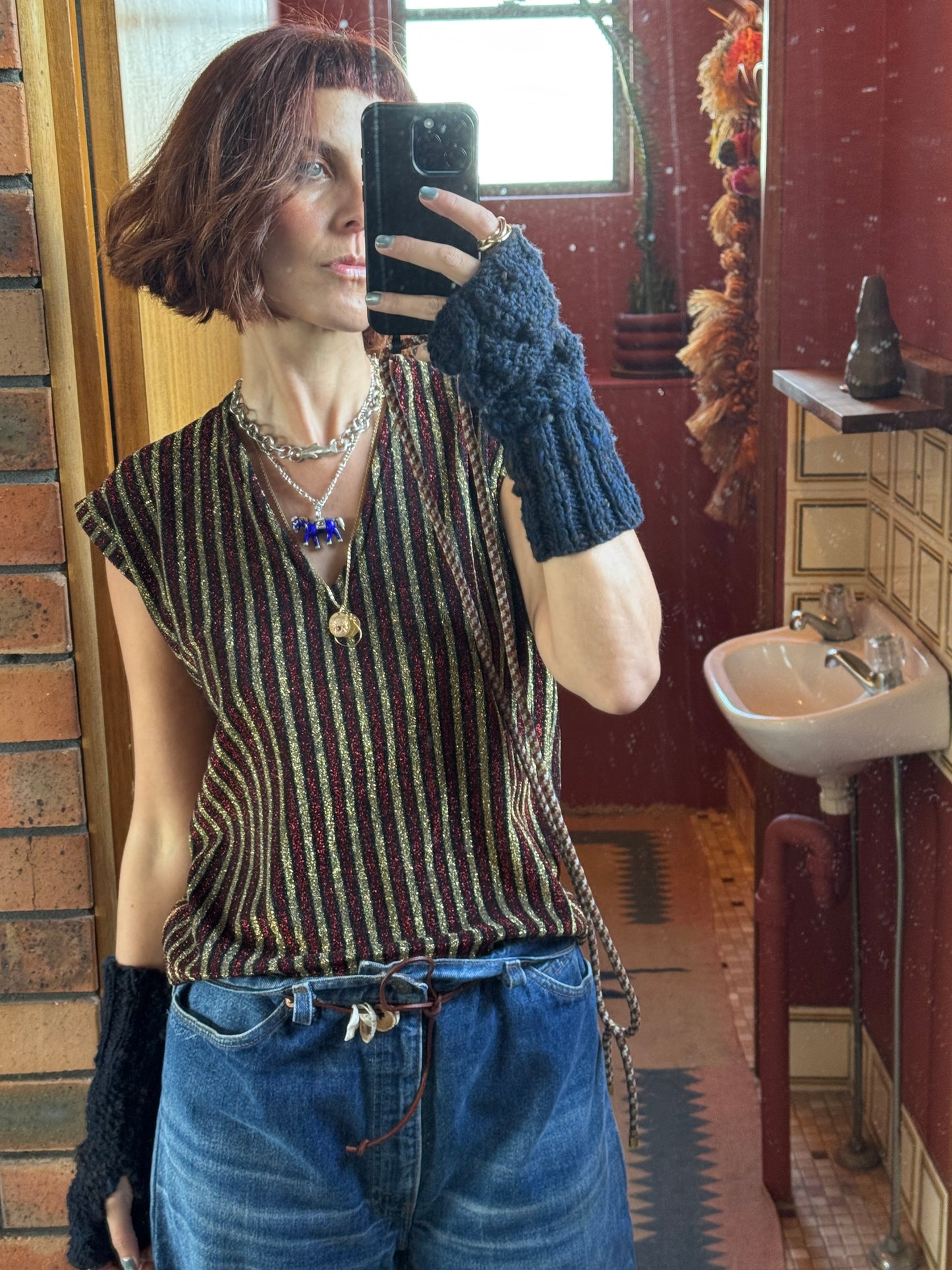FIELD LINEN AND LUREX VEST