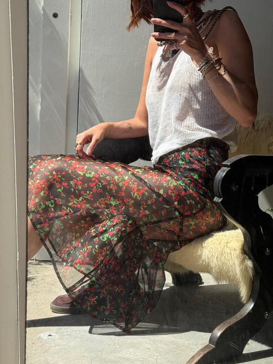 FIELD SILK V BLK ROSE SKIRT