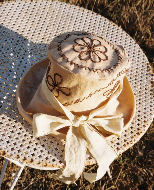 FLOWER EUCALYPTUS EMBROIDERED HAT