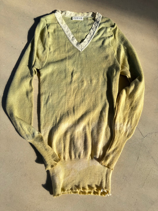 FIELD WOOL & COTTON SPENCER ~ MELLOW GREEN