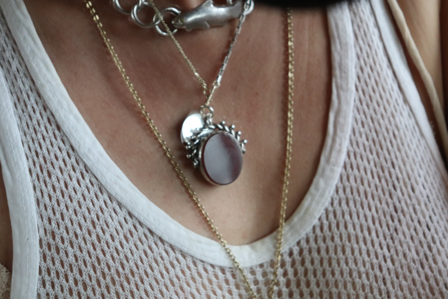 STERLING SILVER SWIVEL STONE PENDANT