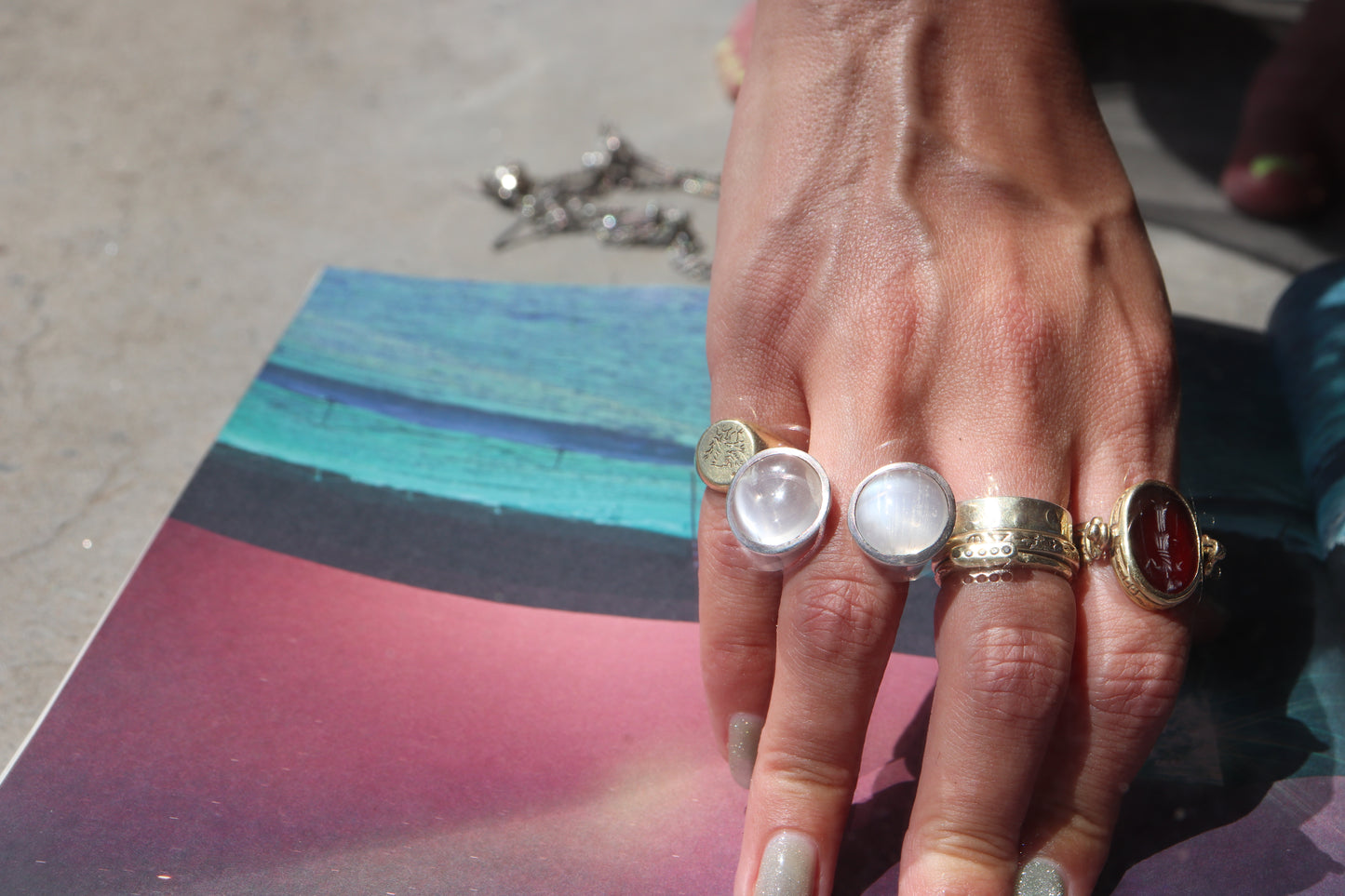 STERLING SILVER MOONSTONE RING