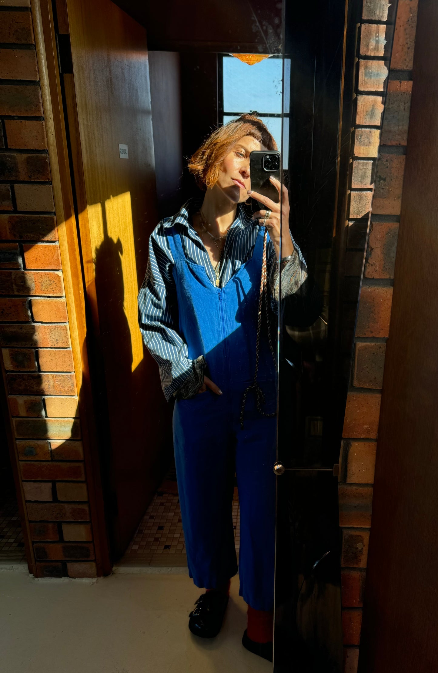 SUSTAIN RACHEL COMEY BLUE LINEN OVERALLS