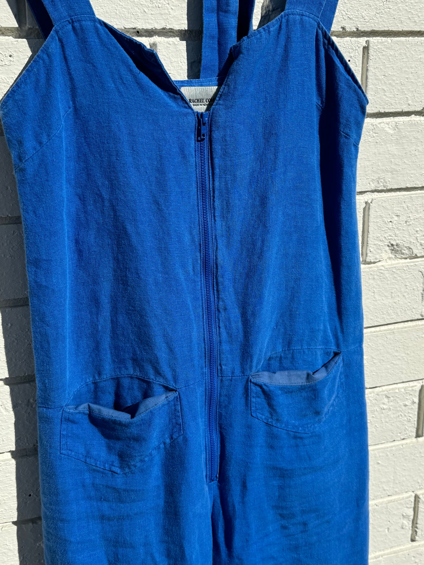 SUSTAIN RACHEL COMEY BLUE LINEN OVERALLS