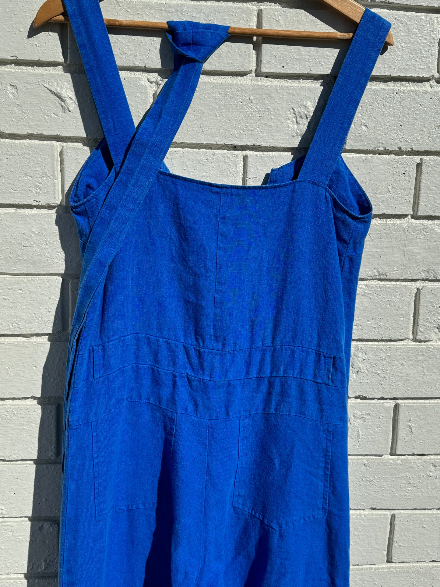 SUSTAIN RACHEL COMEY BLUE LINEN OVERALLS