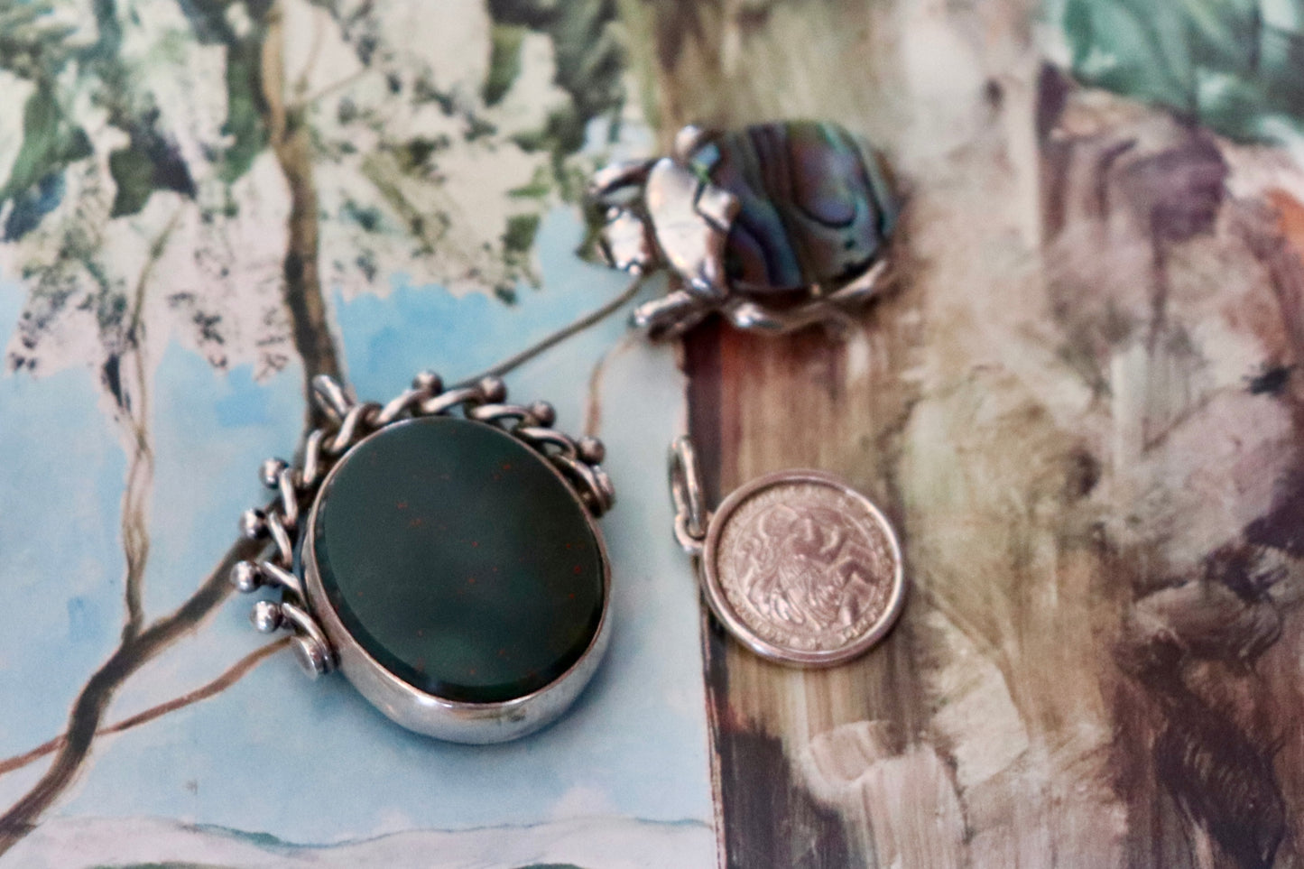 STERLING SILVER PENDANT ABALONE SHELL