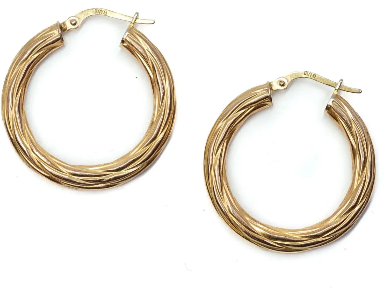 9CT GOLD TWISTED HOOPS