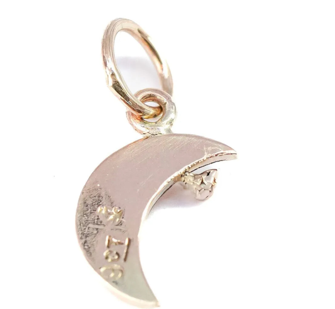 9CT GOLD AND DIAMOND CRESCENT MOON