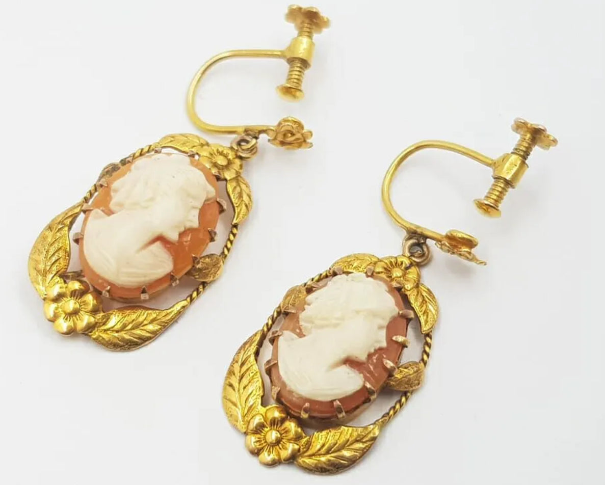 9CT GOLD CAMEO EARRINGS