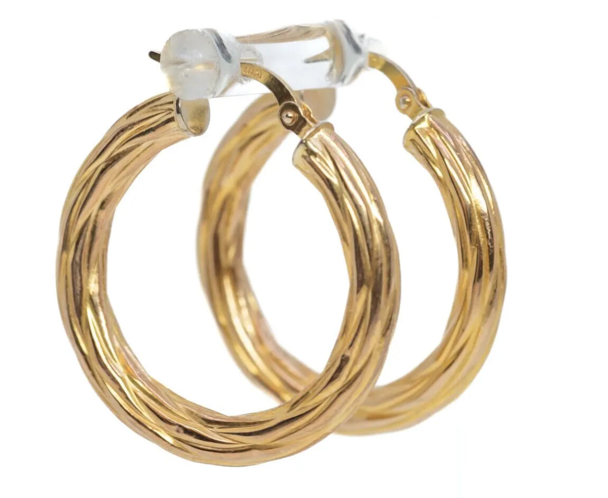 9CT GOLD TWISTED HOOPS