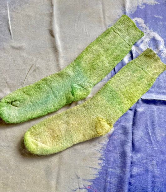 FIELD THICK WOOL BED SOCK ~ ACID GREEN