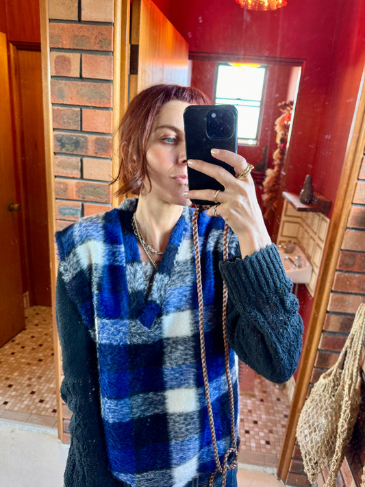 FIELD BLU CHECK ITALIAN WOOL VEST