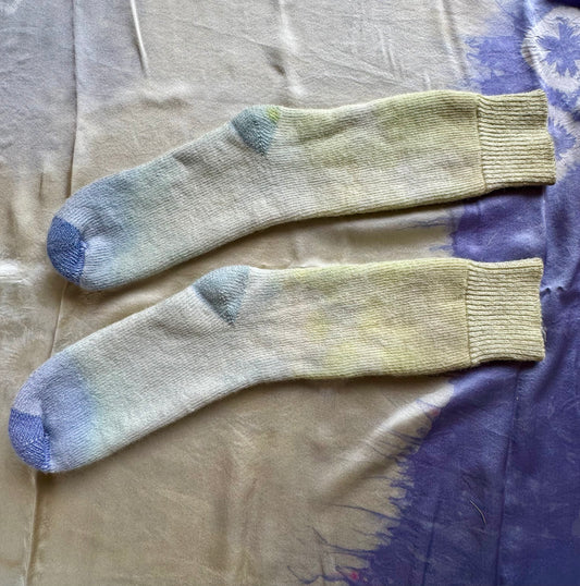 FIELD THICK WOOL BED SOCK ~ BLUE TIPS
