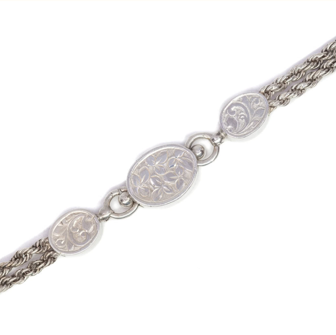 VINTAGE FLORAL STERLING SILVER ROPE BRACELET