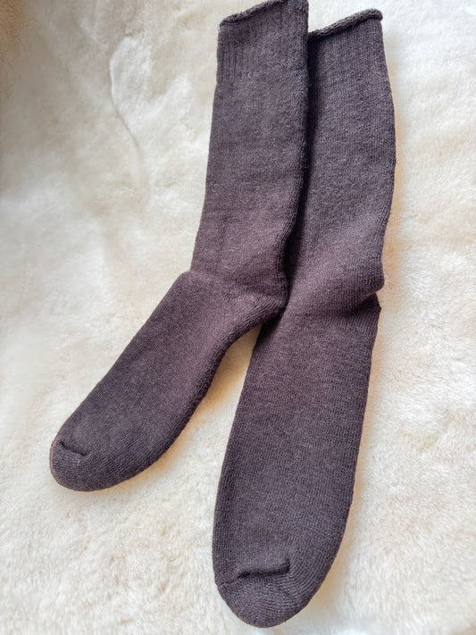 FIELD THICK WOOL BED SOCK ~ COFFEE