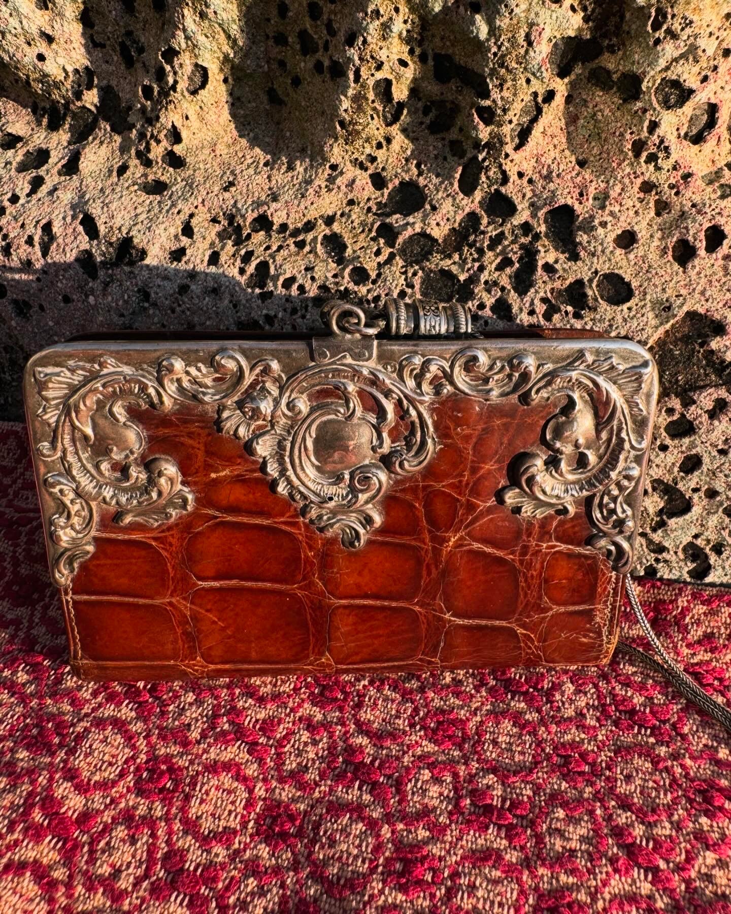 STERLING SILVER CROCODILE PURSE