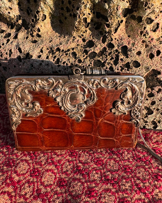 STERLING SILVER CROCODILE PURSE